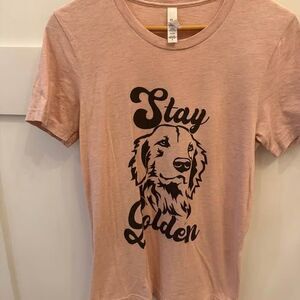 Women’s Bella + Canvas Golden Retriever Dog Mom Lover Pink T Shirt Size Small